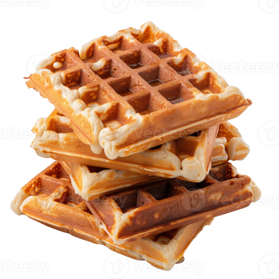 Stack of Delicious Golden Brown Waffles for Breakfast or Dessert Enjoyment png