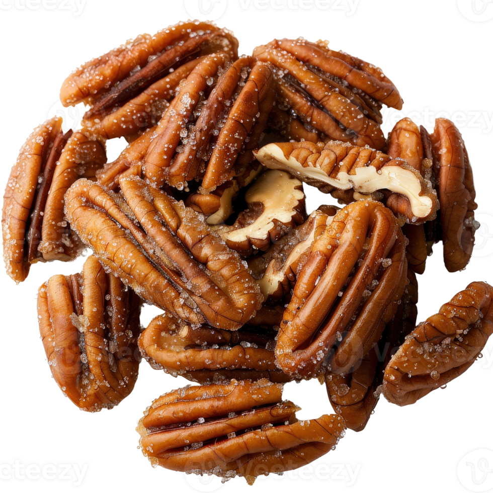 Freshly Roasted and Salted Pecan Nuts in a Close-Up View on a . png