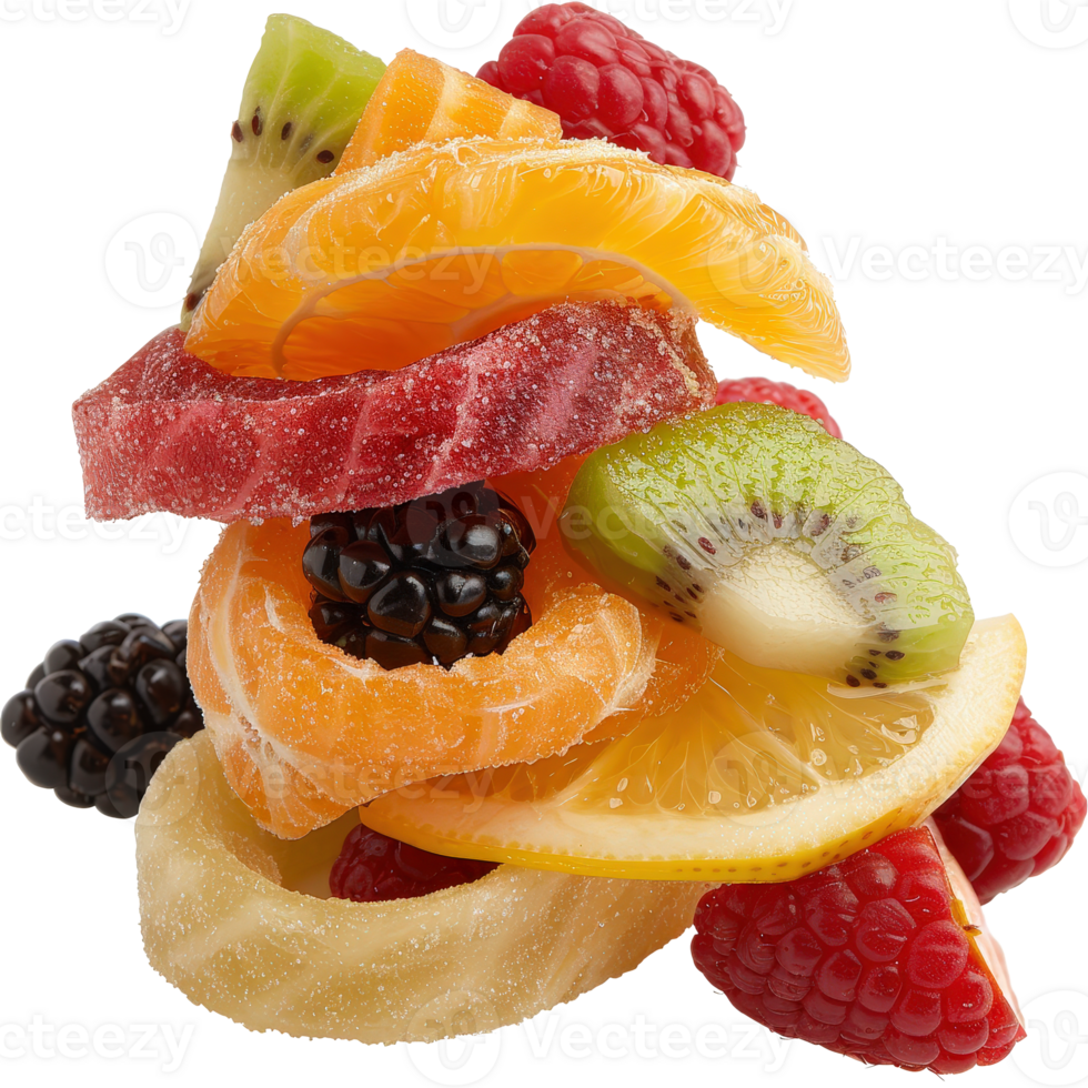 Colorful Assorted Candied Fruit Slices Stacked Against . for Sweet Treat Inspiration png