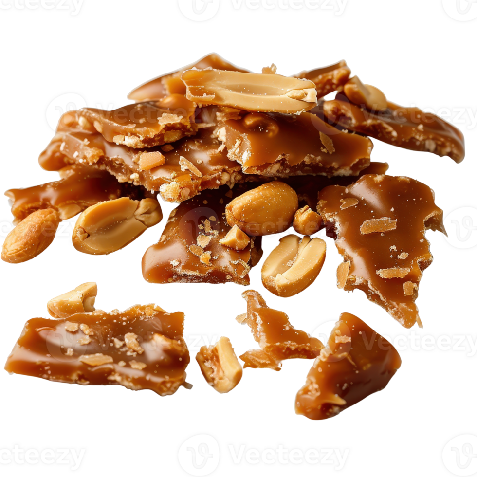 Delicious Sweet and Salty Peanut Brittle Pieces with Crunchy Texture on . png