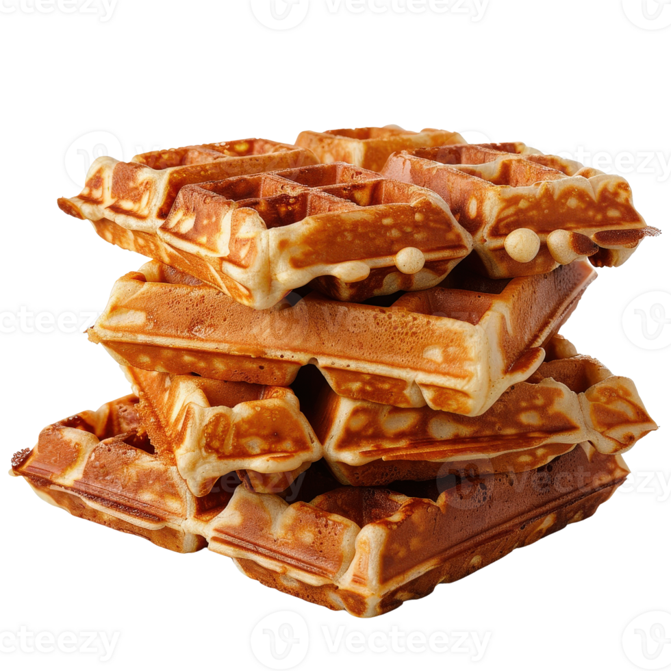 Stack of Delicious Golden Waffles Ready for a Sweet Breakfast or Dessert Treat png