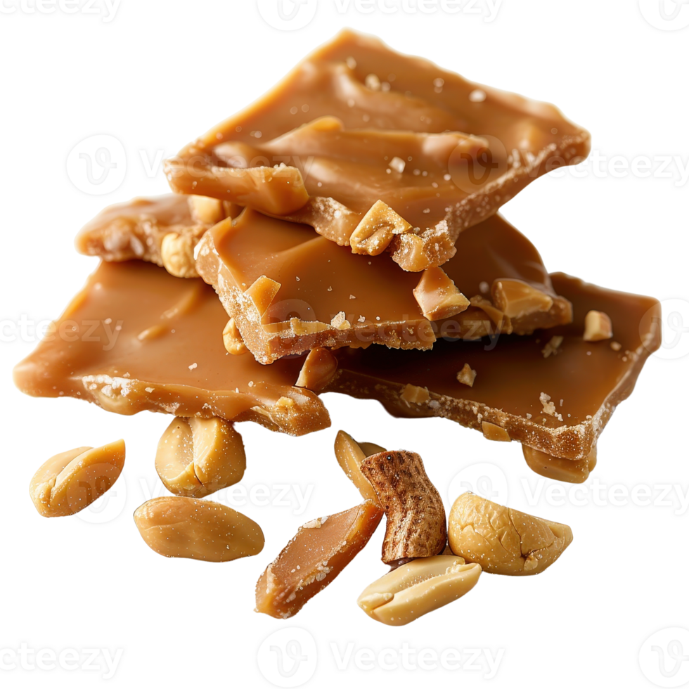 Delicious Caramel Candy with Crunchy Nuts on Transparent Background Perfect for Sweet Treats png