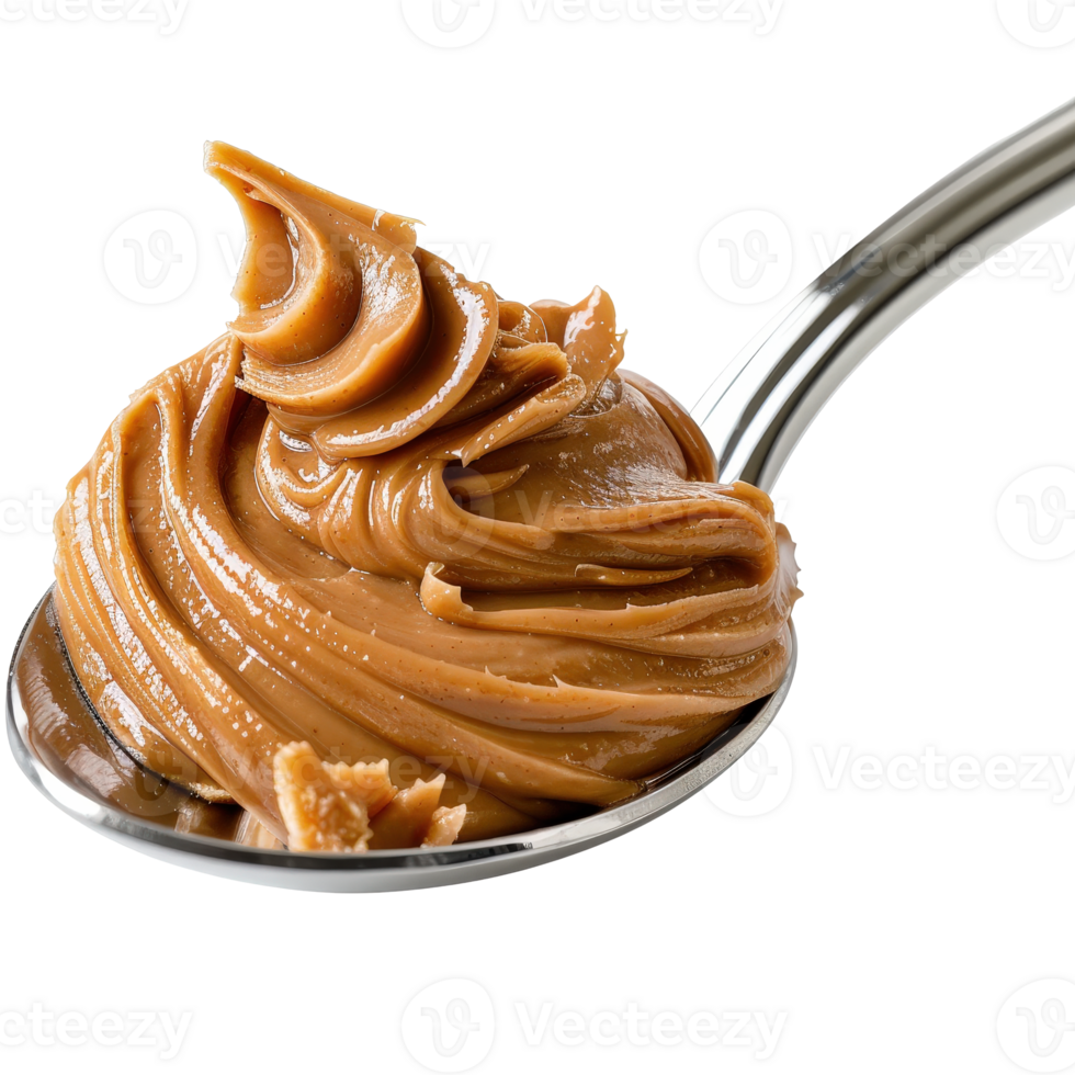 Delicious Creamy Peanut Butter Swirl on a Silver Spoon . . png