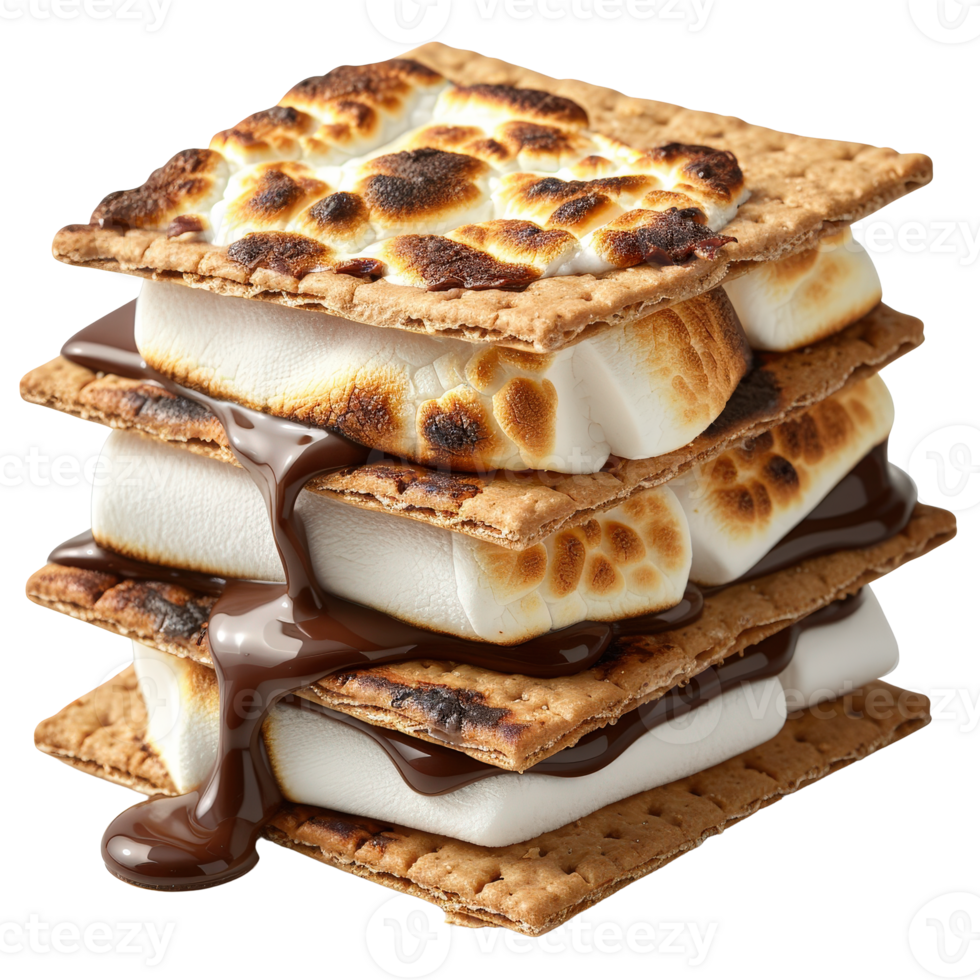 Deliciously Melted S mores Stacked with Toasted Marshmallows and Dripping Chocolate Delight png