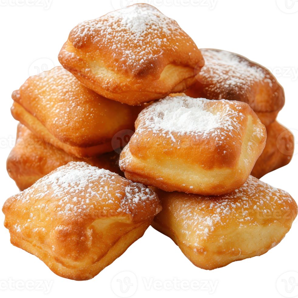 Delicious Golden Pastries Coated with Powdered Sugar on a . png