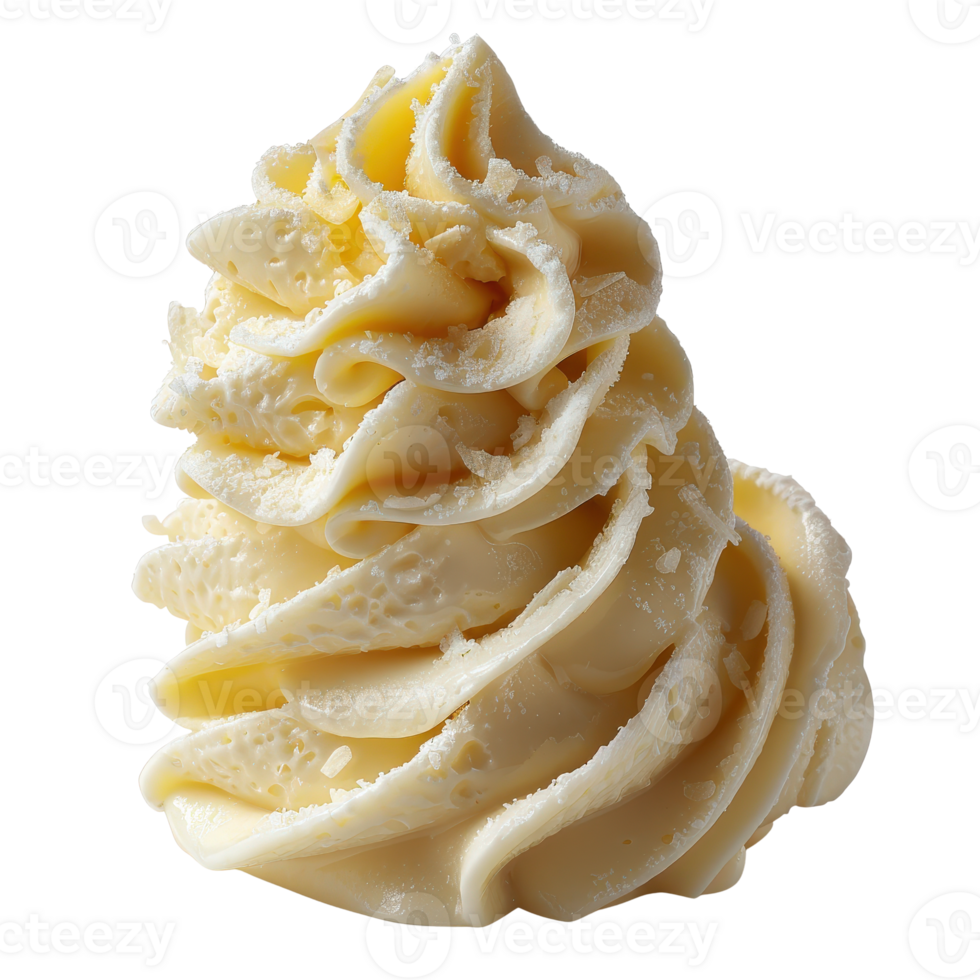 Creamy Whipped Butter in Decorative Swirls on a Clear Background Ideal for Culinary Concepts png