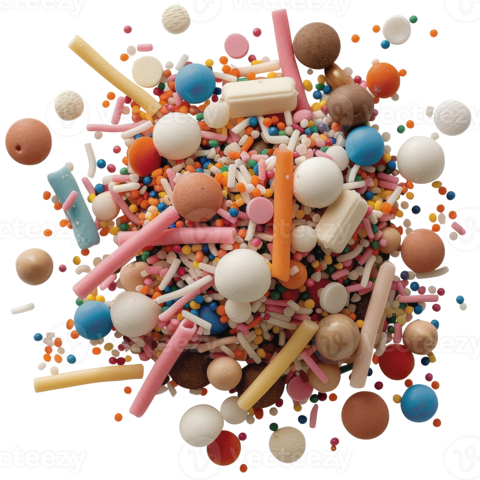 Colorful Assortment of Sprinkles and Candy Decorations for Baking and Dessert Toppings png