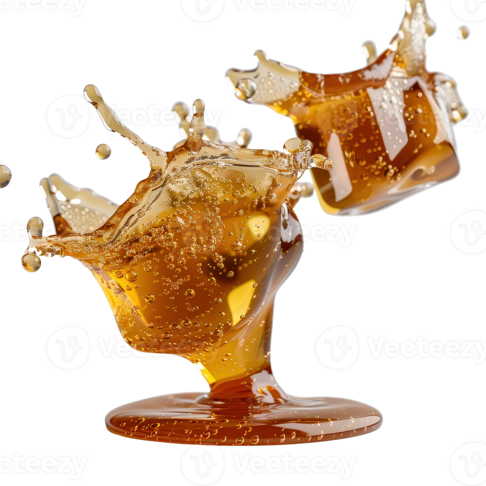 Dynamic Splash of Carbonated Beverage with Bubbles Captured in High Resolution png