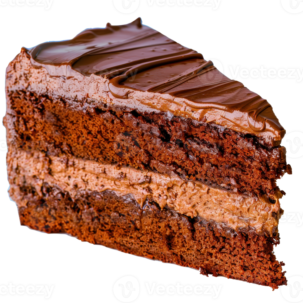 Delicious Chocolate Cake Slice with Rich Frosting and Moist Layers for Dessert Lovers png