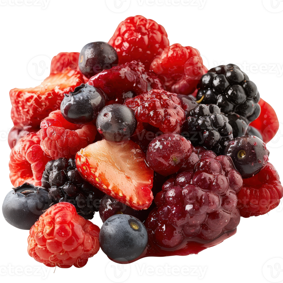 Fresh and Juicy Assortment of Ripe Red and Blue Berries in a Colorful Arrangement png