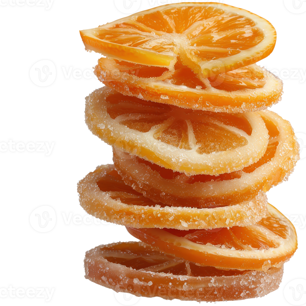Stack of Glazed Orange Slices on a White Background for Culinary and Food Projects png