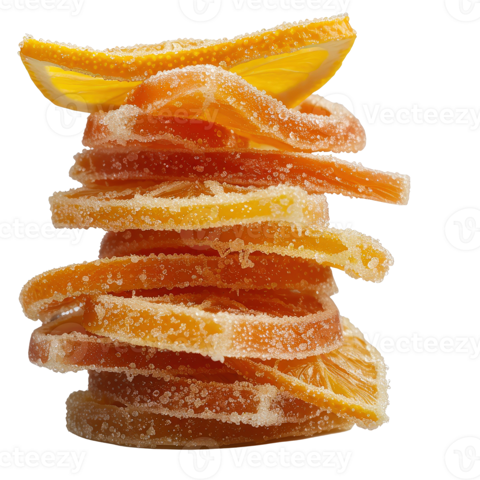 Dried Citrus Slices Stacked in Layers on a Bright Background for Culinary and Decorative Use png