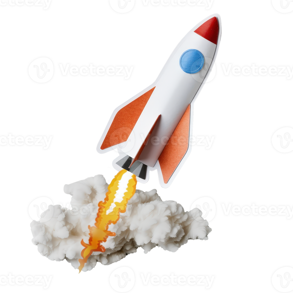 Rocket Launching into Space with Flames and Smoke Representing Adventure and Innovation png