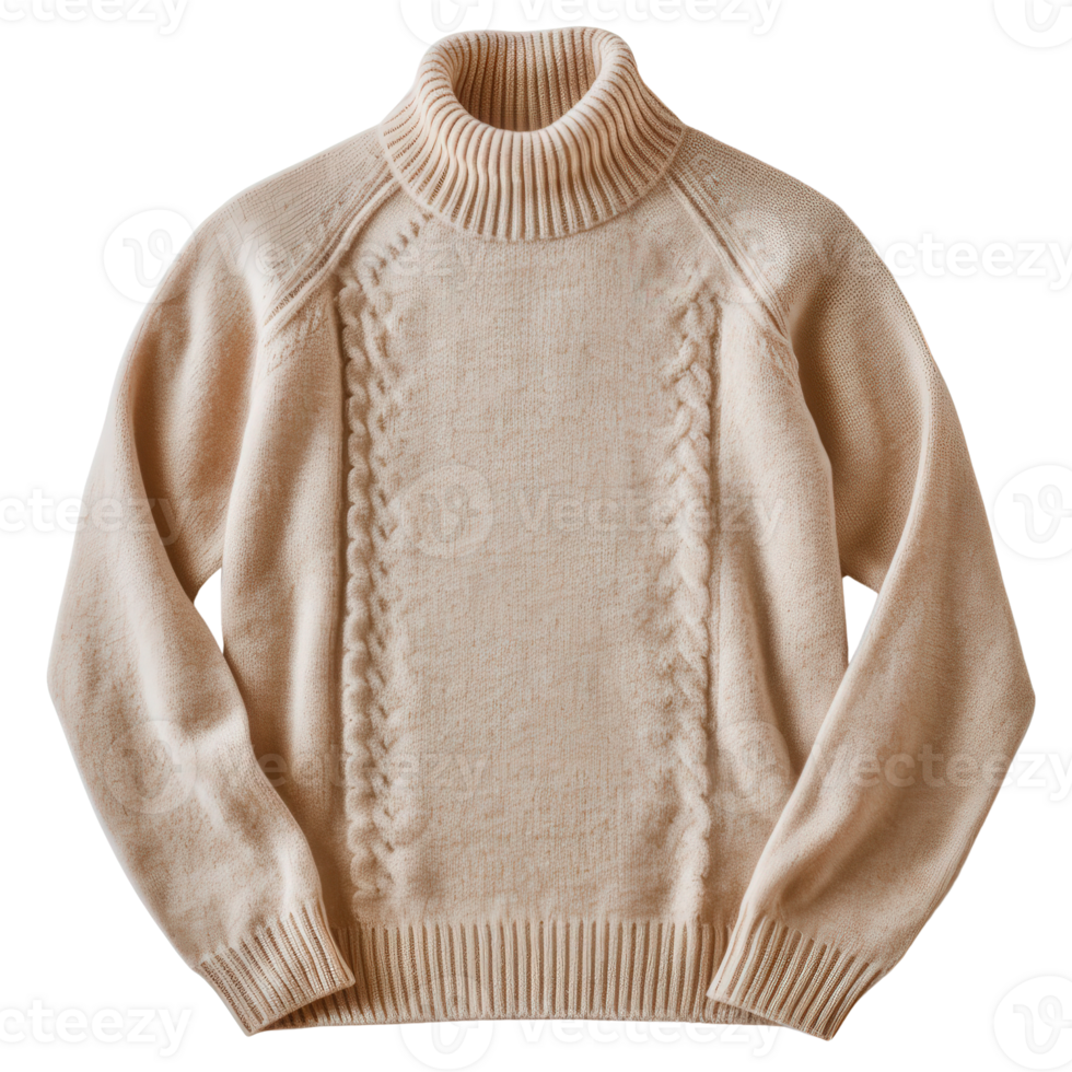 Cozy Cream Turtleneck Sweater with Cable Knit Detail for Fashion and Comfort Enthusiasts png