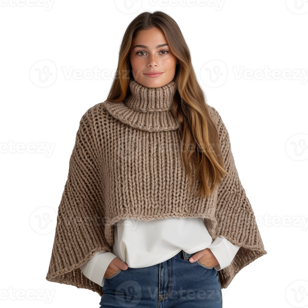 Cozy Oversized Turtleneck Sweater in Neutral Color for Stylish and Comfortable Outfits png