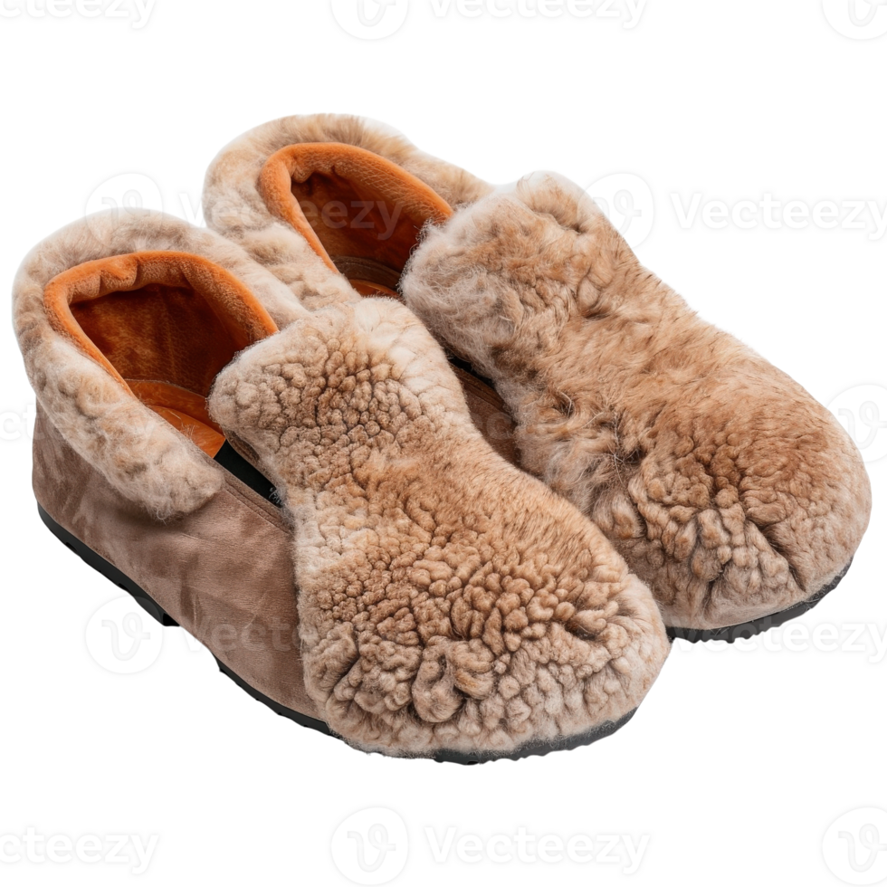 Cozy and Comfortable Sheepskin Slippers for Indoor Wear and Winter Relaxation png