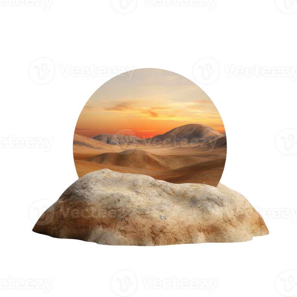 Serene Sunset Over Desert Landscape with Vibrant Sky and Soft Sand Dunes at Dusk png
