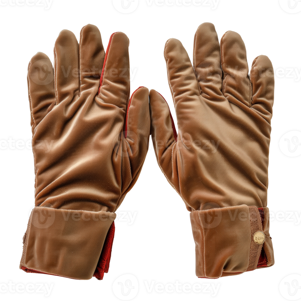 Leather gloves with elastic cuffs on a clean white background for winter outdoor activities png