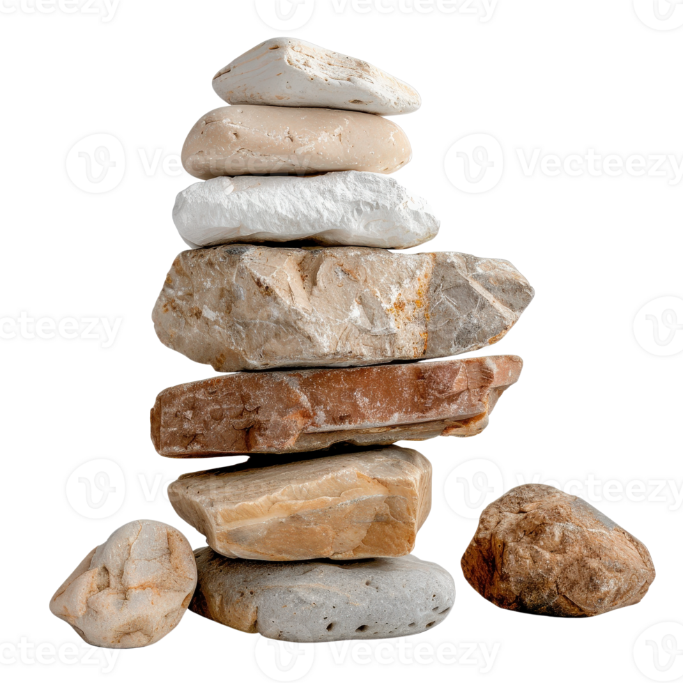 Stacked Natural Stones Displaying Various Textures and Colors for Natural Aesthetic Appeal png