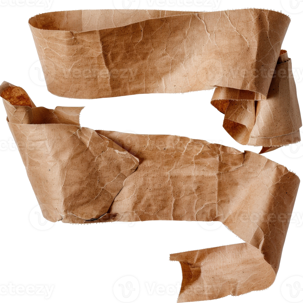 Vintage Crumpled Craft Paper Ribbon for Creative Projects and Artistic Decorations png