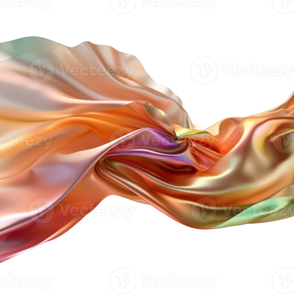 Colorful Silk Fabric Wave Flowing in Soft Motion with Warm Gradient Tones and Smooth Texture png