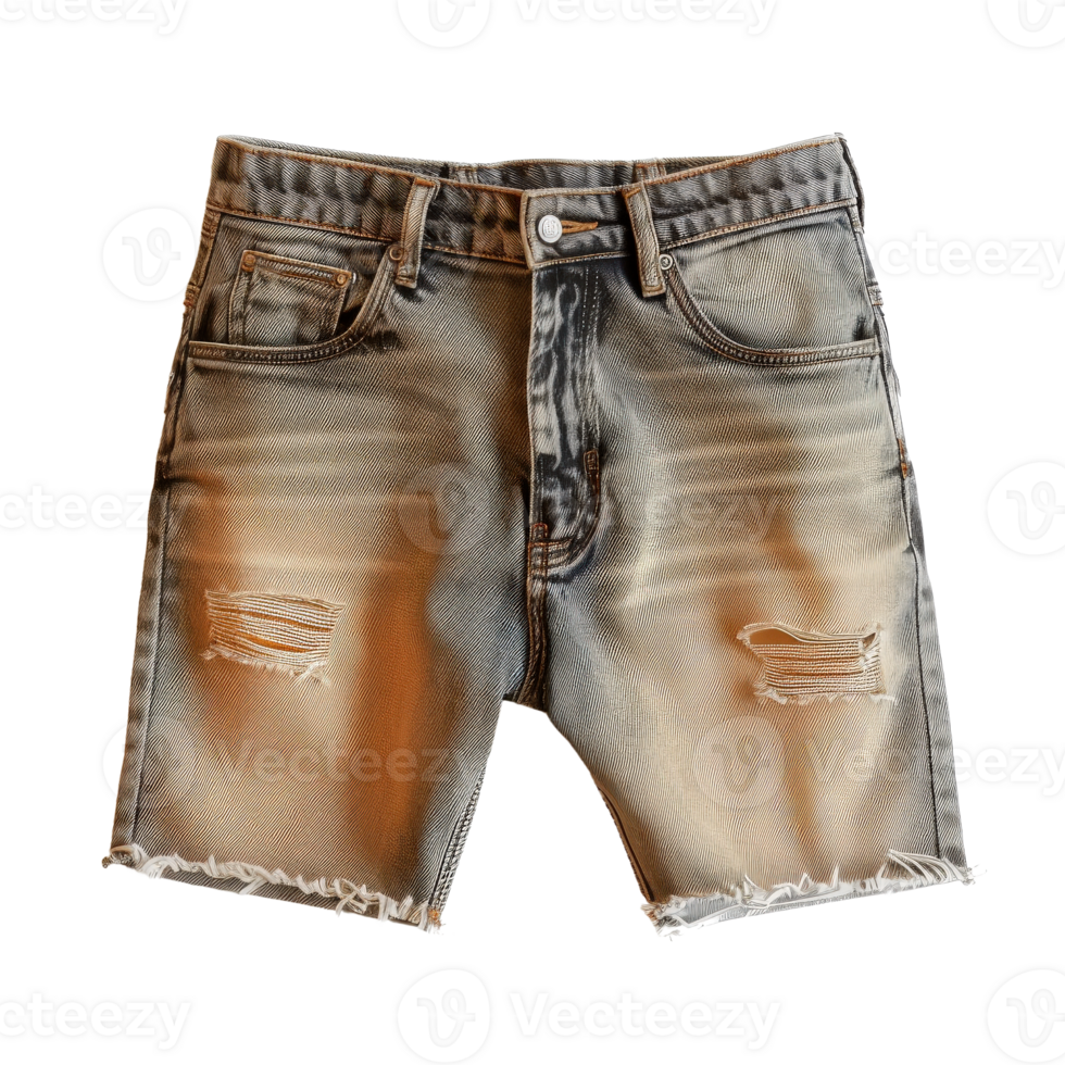 Stylish Casual Denim Shorts for Summer Wear, Featuring Distressed Design and Comfortable Fit png