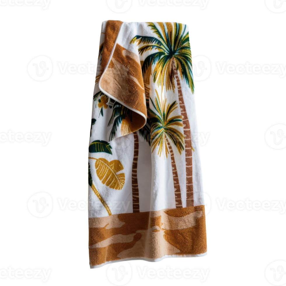 Colorful Beach Towel with Palm Trees and Tropical Plants for Summer Relaxation png