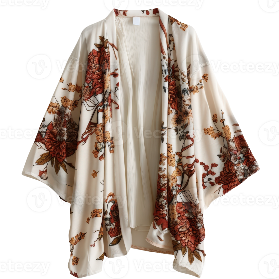 Elegant Floral Kimono with Open Front, Perfect for Layering in Any Fashionable Outfit png