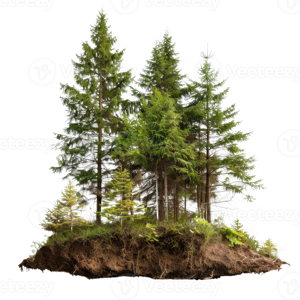 Lush Green Forest Pine Trees on Exposed Soil Isolated . for Creative Use png