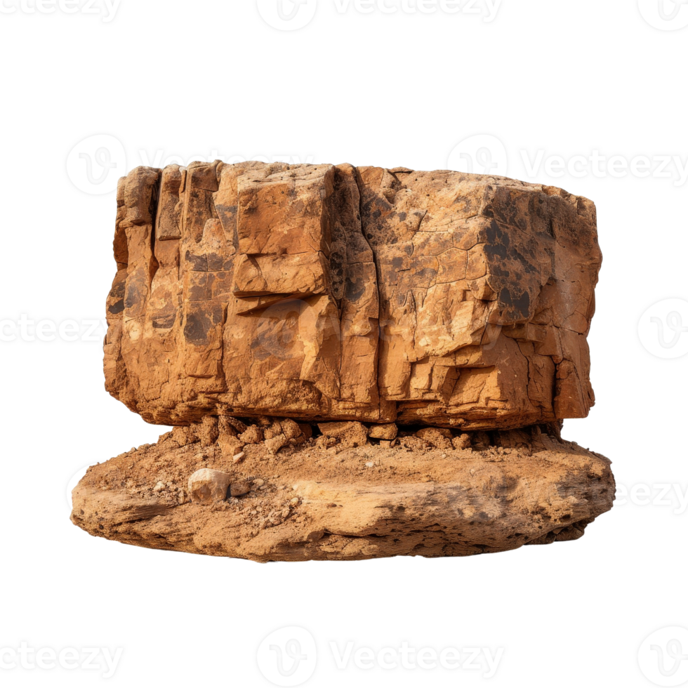 Isolated Natural Rock Formation with Textured Surface and Earthy Tones in a Desert Environment png