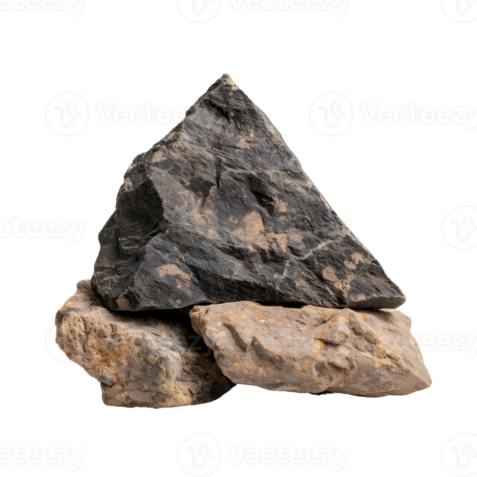 Three Unique Rocks Displaying Natural Textures and Colors for Artistic and Educational Projects png