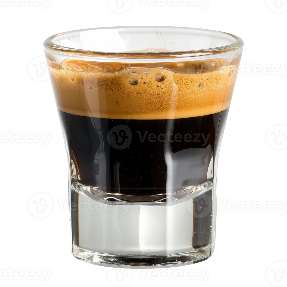 Freshly Brewed Espresso Shot with Rich Crema in Clear Glass . png