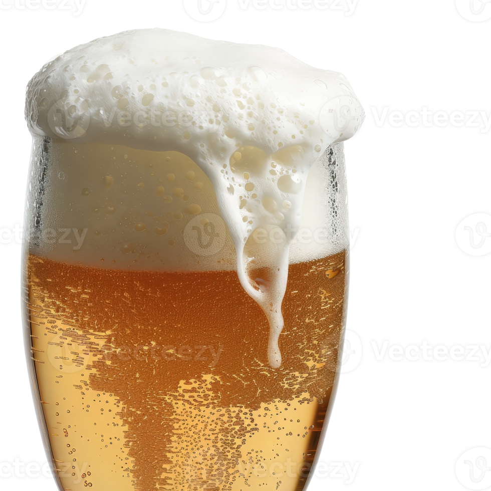 Crisp Golden Beer with Foam in Glass . Perfect for Refreshing Beverage Themes png