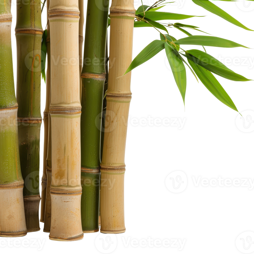 Lush Green Bamboo Stalks in a Tranquil Natural Setting for Serene Environment Themes png