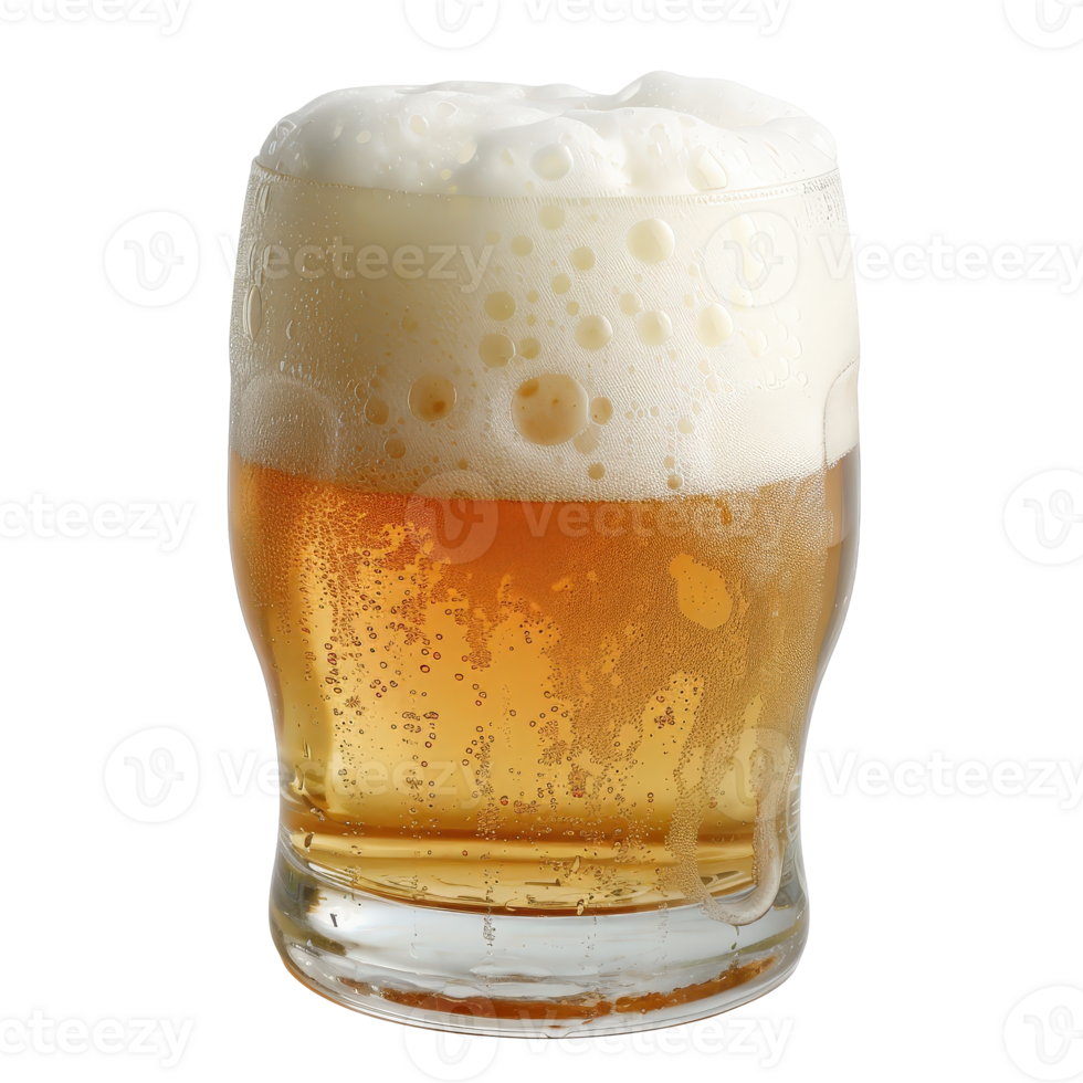 Refreshing Golden Beer with Frothy Foam in a Clear Glass . png