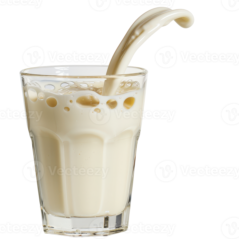 Creamy Milk Being Poured into Glass with Splash Effect Capturing Freshness of Dairy Beverage png