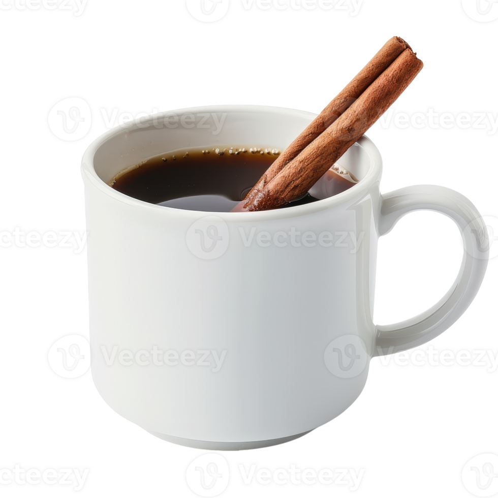 Warm Coffee Cup with Cinnamon Sticks for Cozy Morning Beverage Experience png