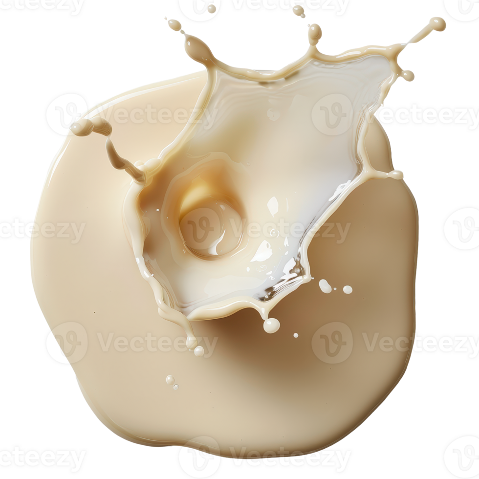 Captivating Creamy Milk Splash with Dynamic Droplets and Fluid Motion on Black Background png