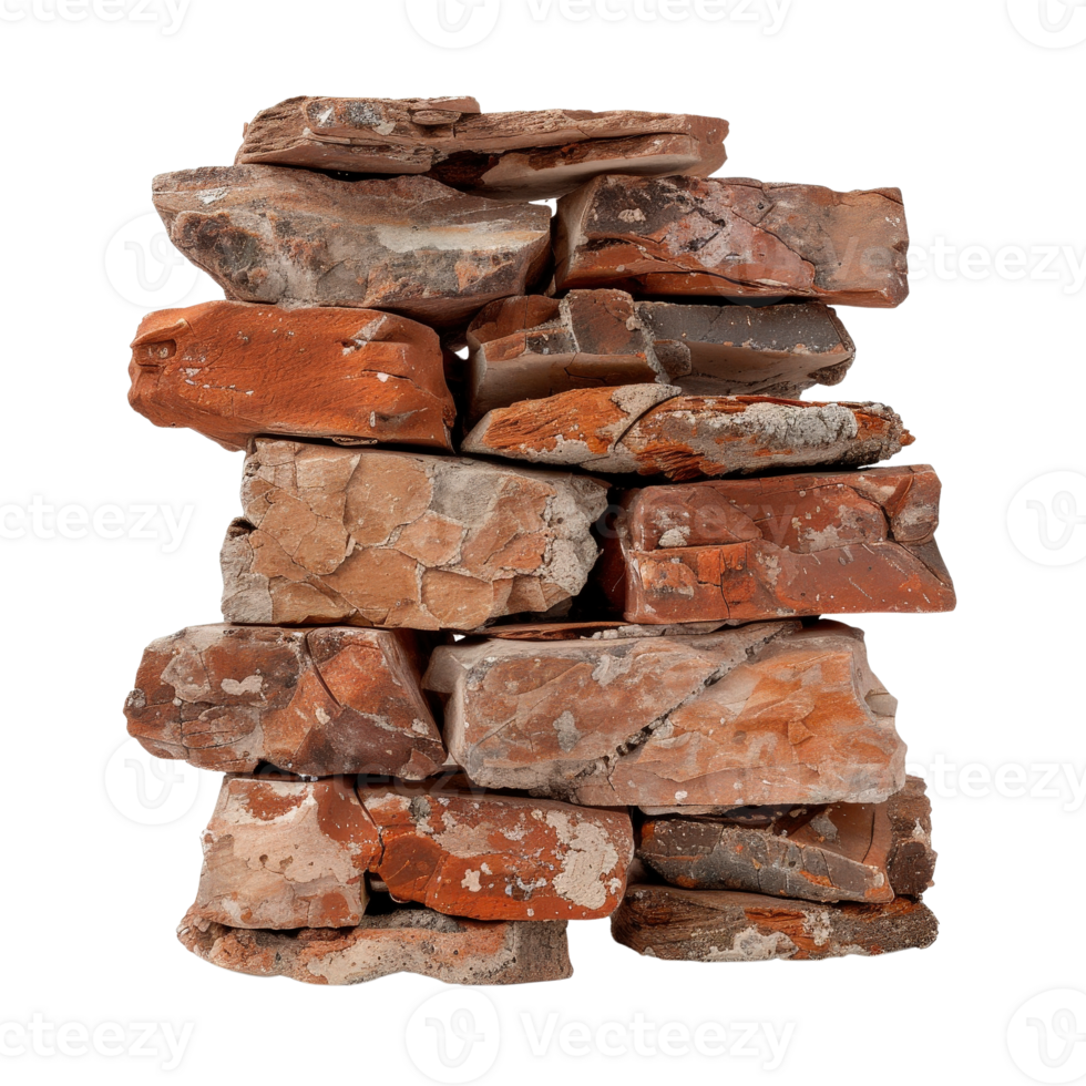 Textured Stack of Natural Brown and Red Decorative Stones for Background or Landscaping Use png