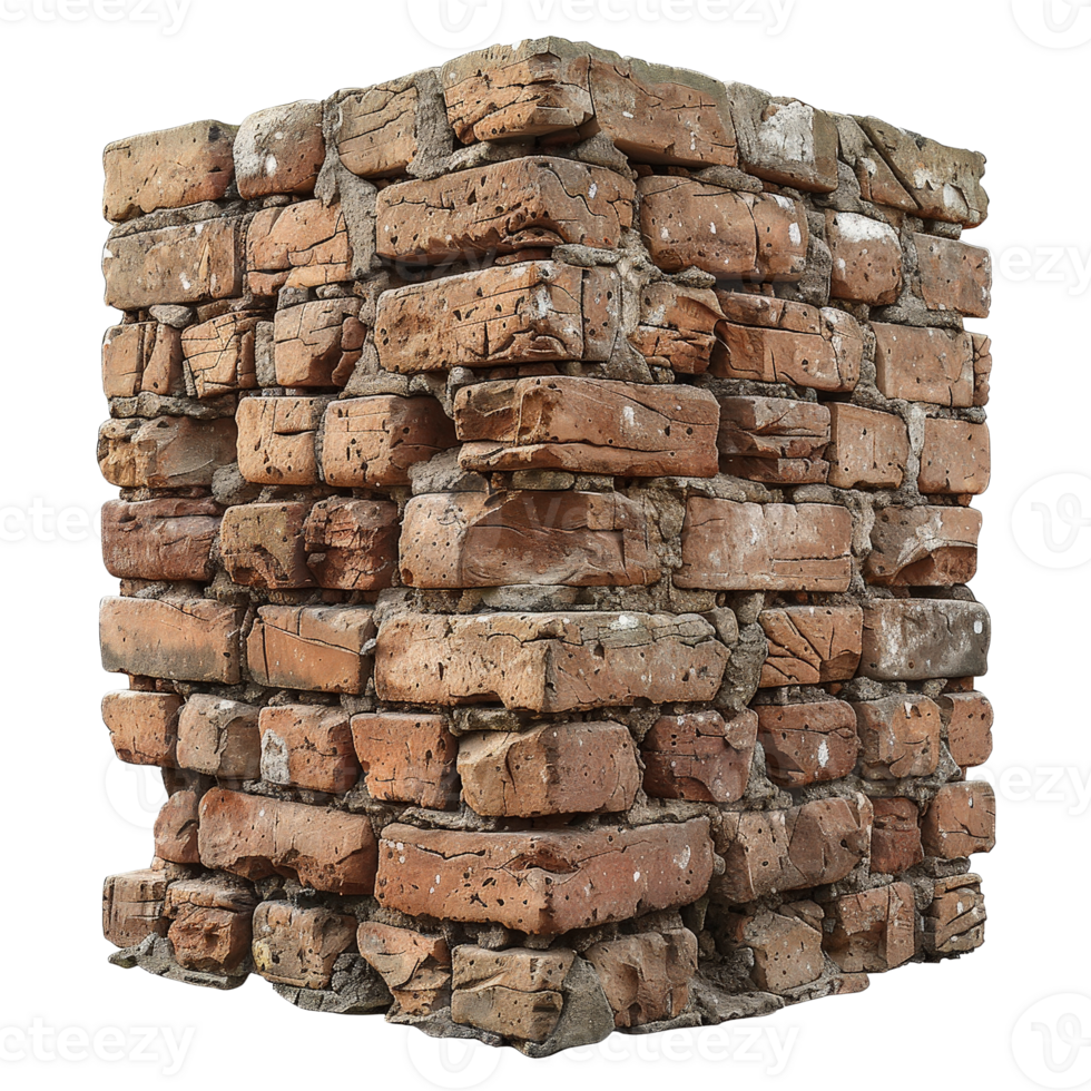 Textured Brick Wall with Detailed Surface and Natural Weathering Patterns for Architectural Use png