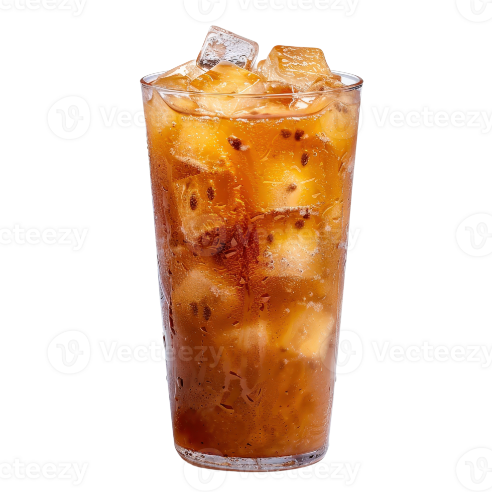 Refreshing Iced Tea Beverage with Ice Cubes in a Transparent Glass for Summer Enjoyment png