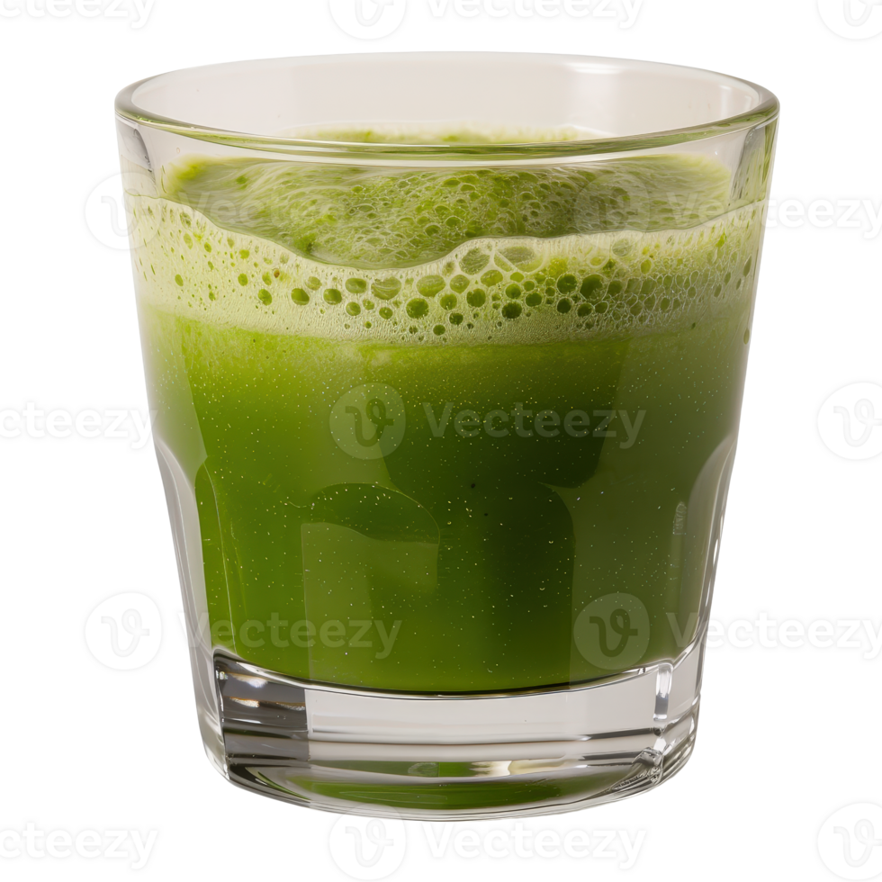 Fresh Green Juice in Clear Glass with Foam, Healthy Drink for Wellness and Detoxification png