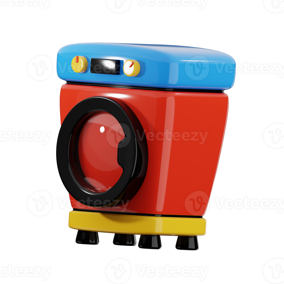 Modern Retro Washing Machine 3D Model png