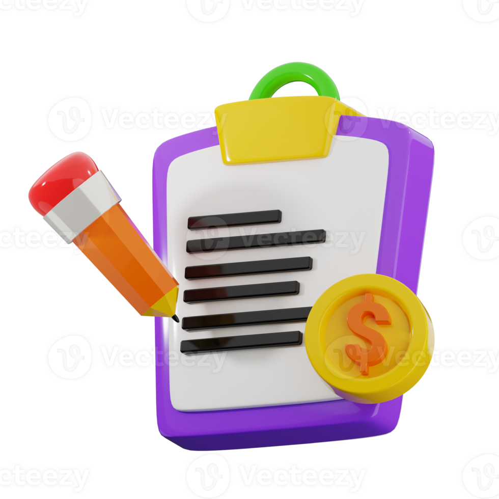 3D Illustration of Financial Checklist png
