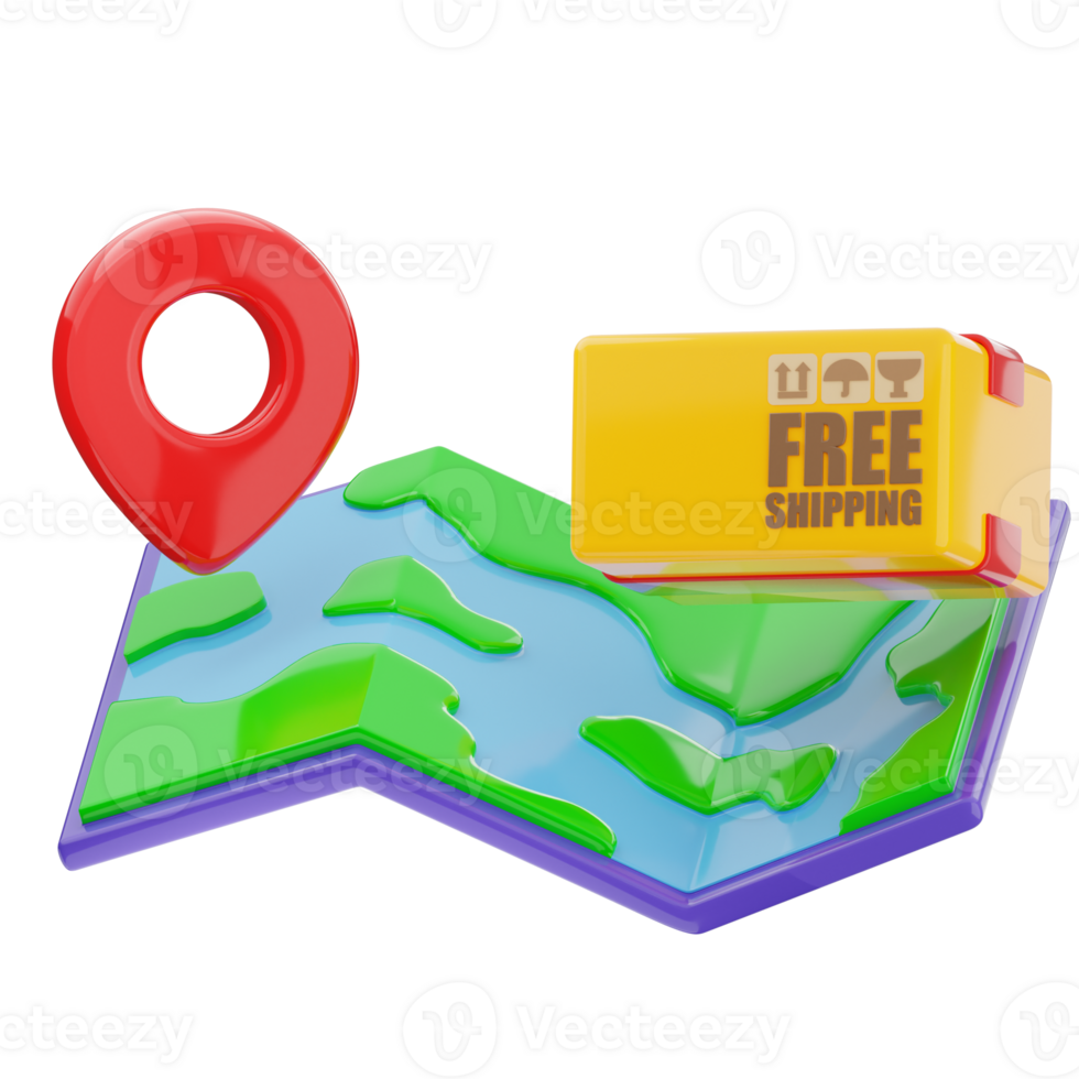 3D Illustration Delivery Map With Marker png