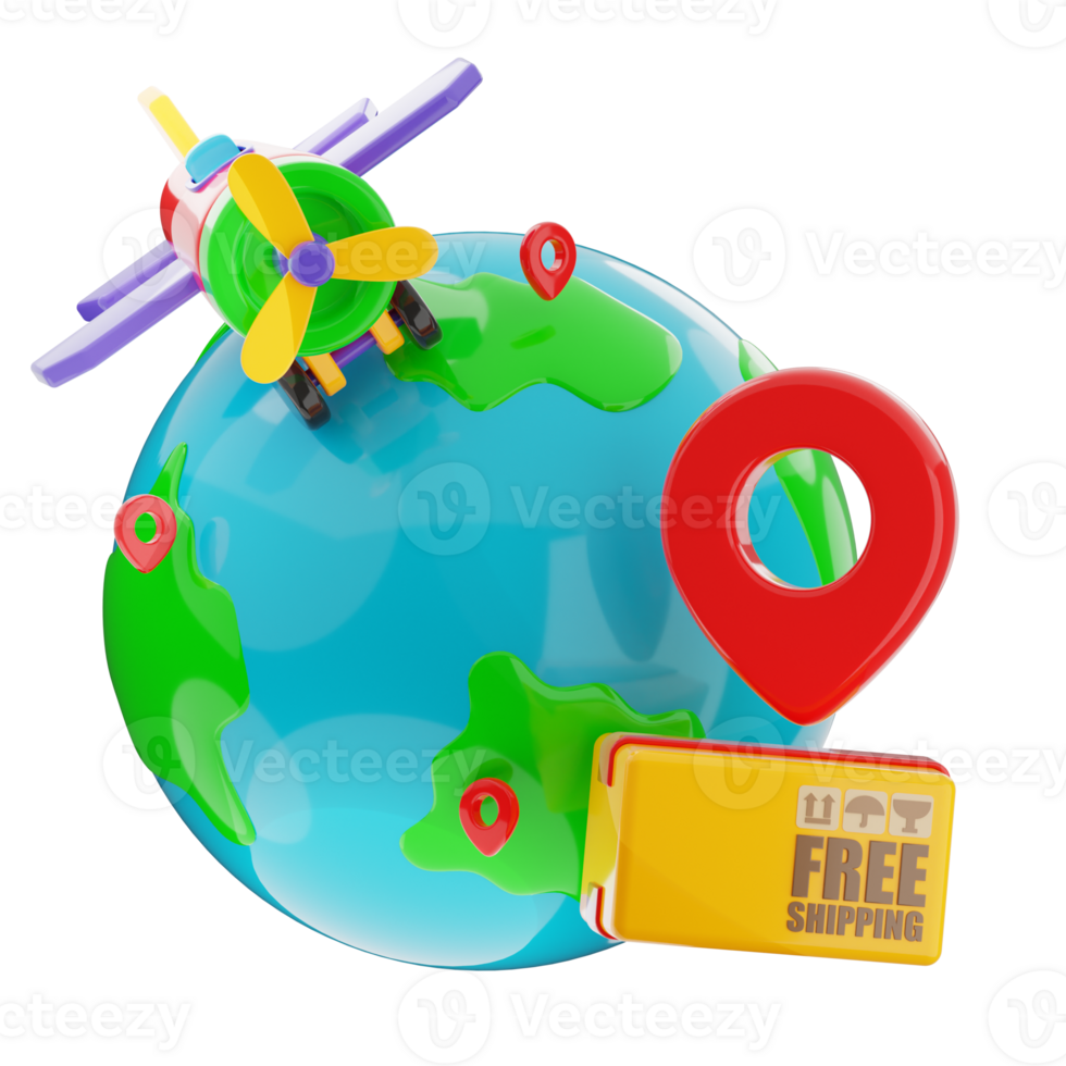 3D Illustration of Shipping Globe png