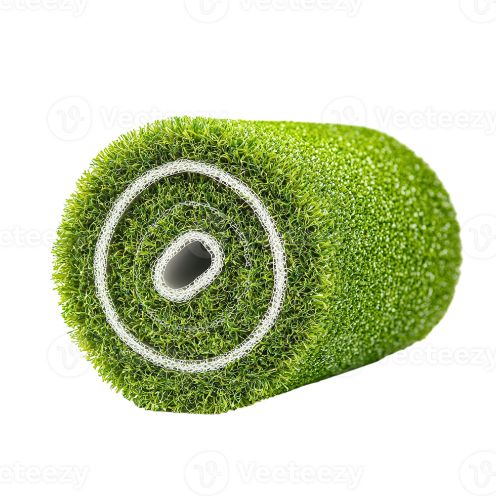 Vibrant Artificial Grass Roll on transparent background. png