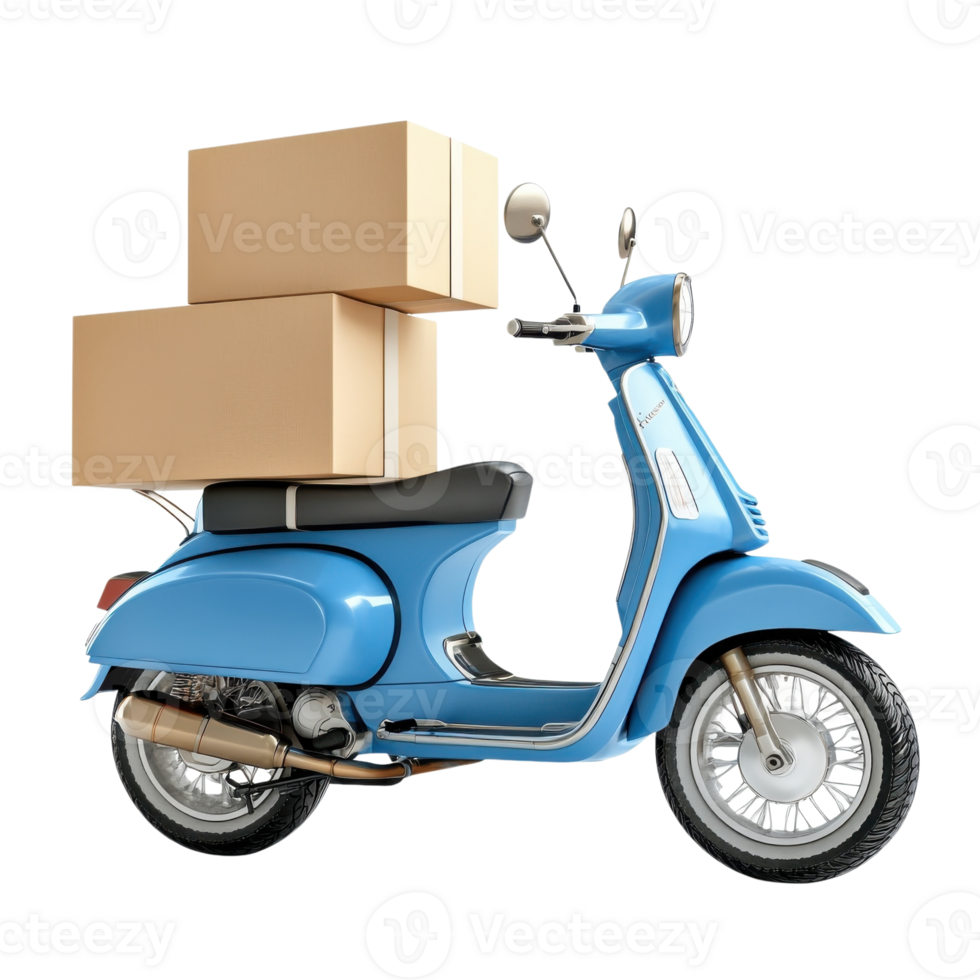 Fast Delivery Urban Moped Scene on transparent background. png