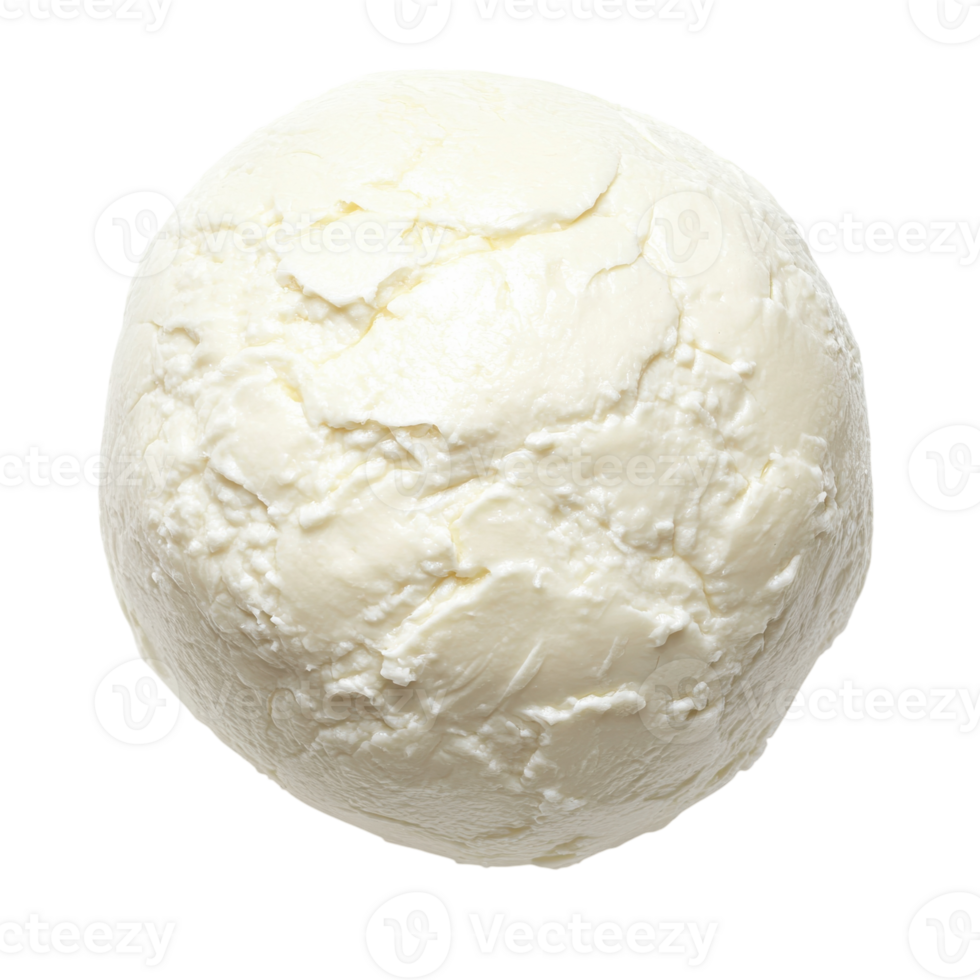 Close Up Round Mozzarella Cheese on transparent background. png