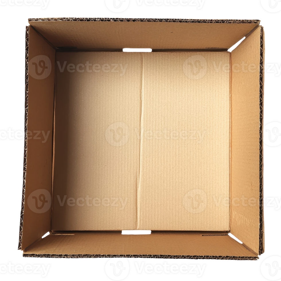 Open Cardboard Box White Background on transparent background. png